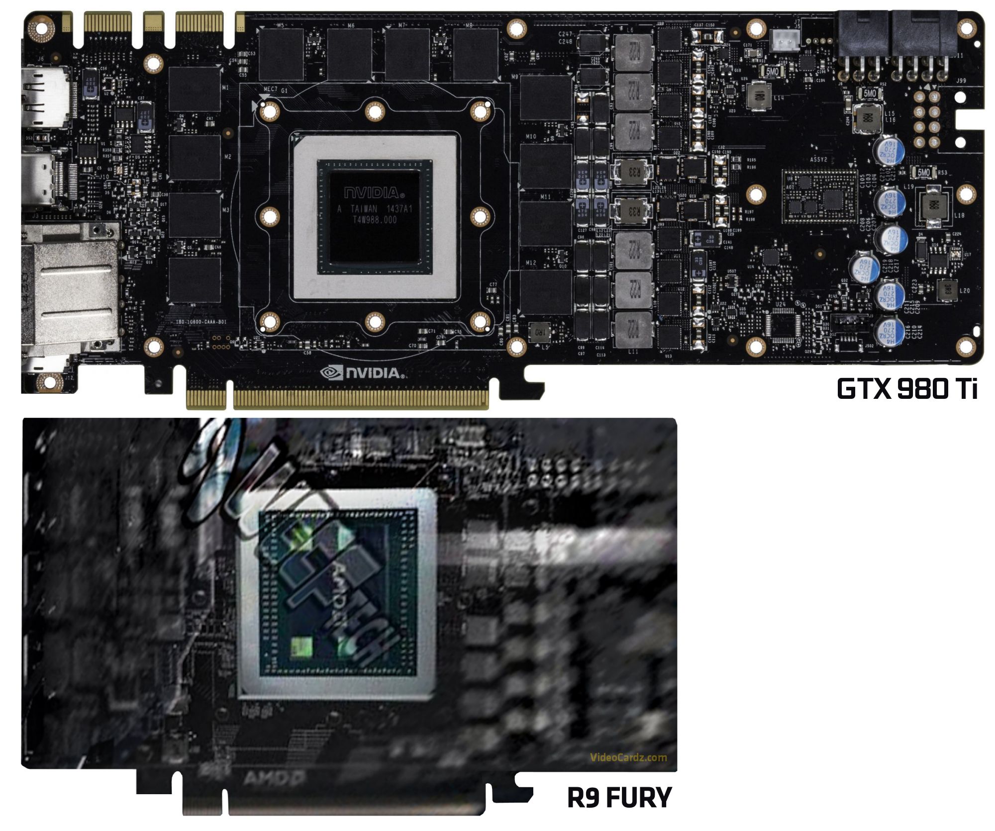 AMD-R9-FURY-vs-GTX-980-Ti-PCB-comparison