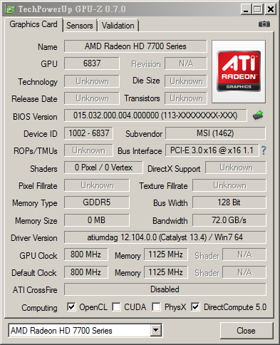 AMD Radeon HD 7730 GPU-Z