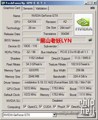 GeForce GTX 760 GPU-z