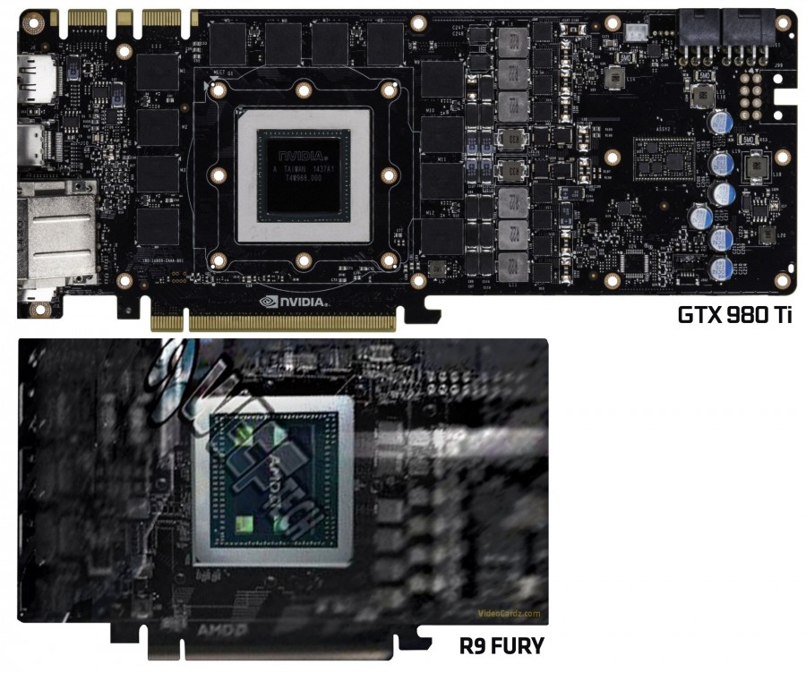 AMD R9 FURY vs GTX 980 Ti PCB comparison