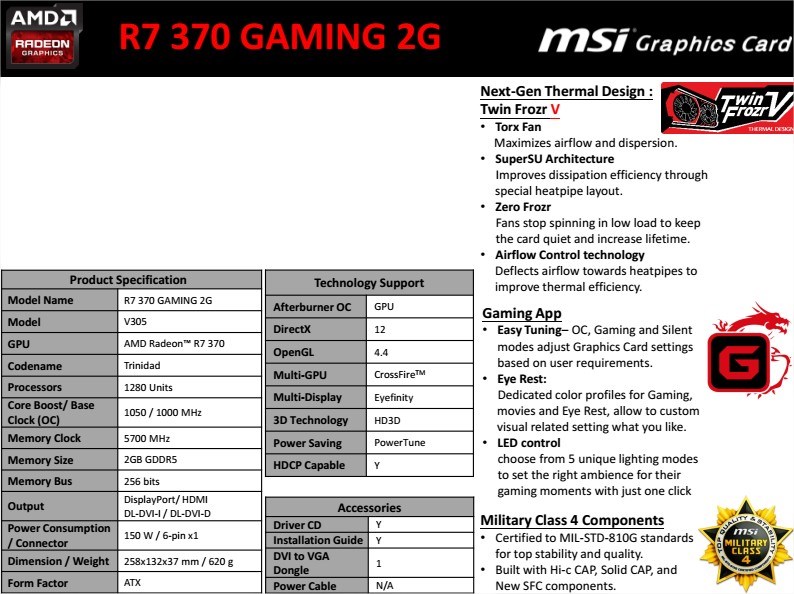 MSI R7 370 GAMING 2G