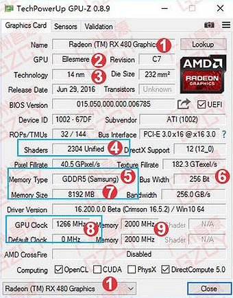 AMD Radeon RX 480 GPUZ