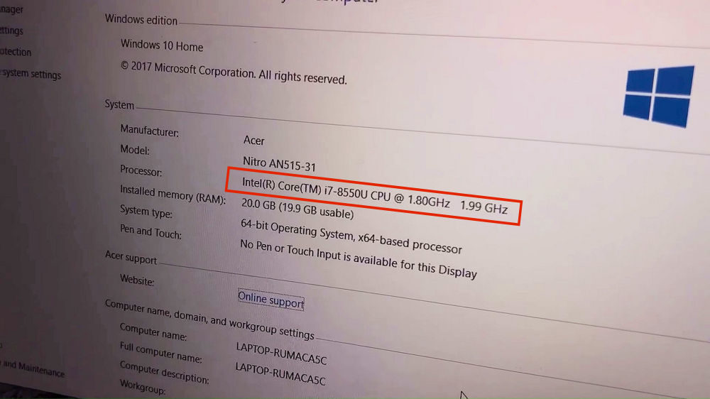 Intel Core i7-8550U spotted in Acer NITRO notebook - VideoCardz.com
