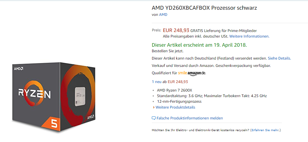 Amd Ryzen 7 2700 X And Ryzen 5 2600 X Available For Preorders Videocardz Com