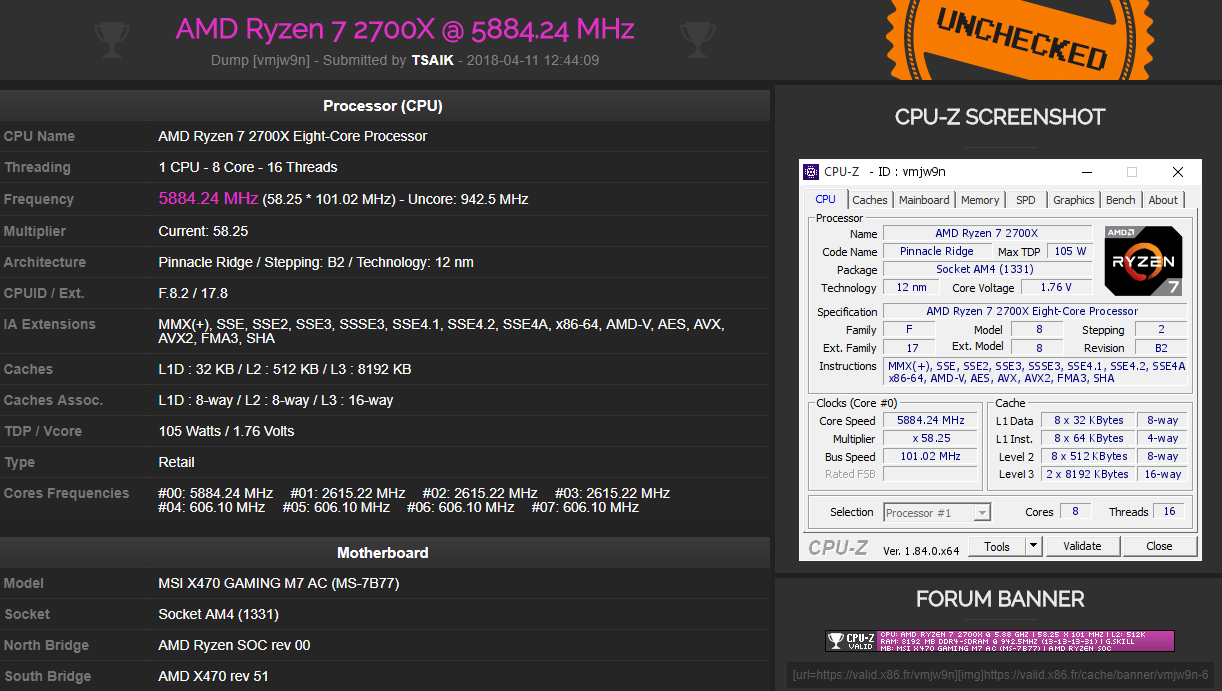 AMD Ryzen 7 2700X & Ryzen 5 2600X overclocked to 5880 MHz 