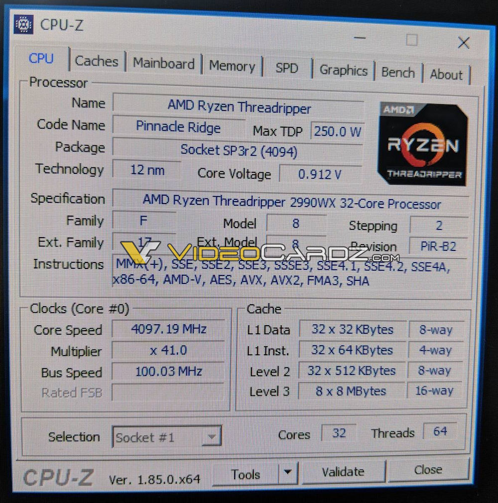 gallery expiration Awareness AMD Ryzen Threadripper 2990WX CPU-Z screenshot leaks out - VideoCardz.com