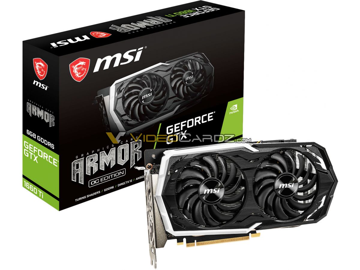 MSI GeForce GTX 1660 Ti GAMING X and ARMOR OC pictured 