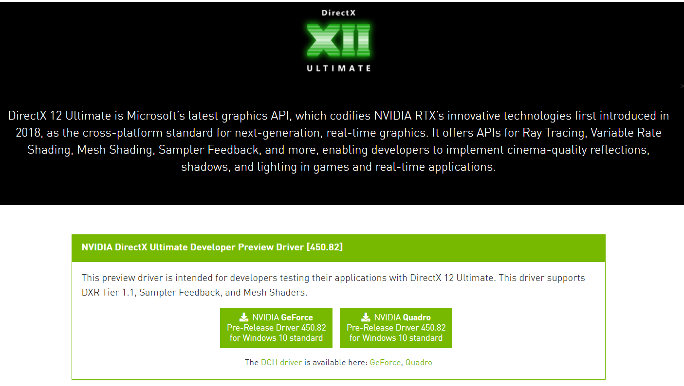 NVIDIA releases first DirectX 12 Ultimate driver for developers 