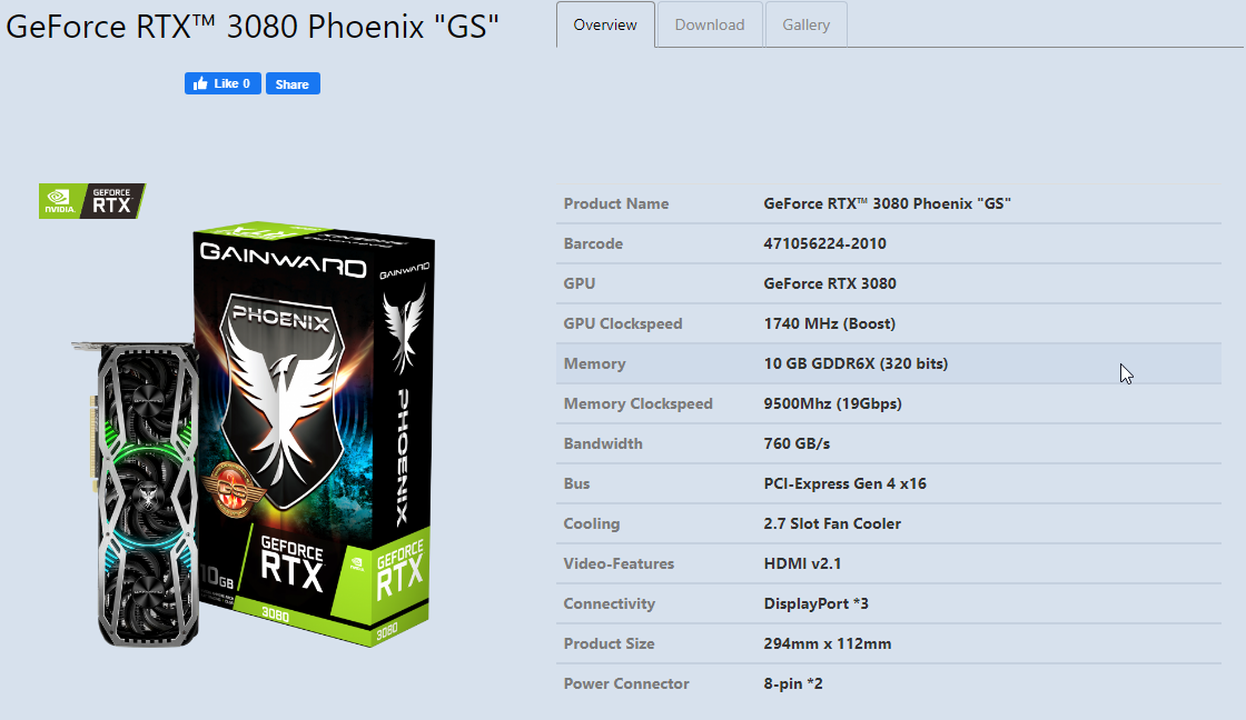 Gainward confirms GeForce RTX 3090 and RTX 3080 Phoenix graphics