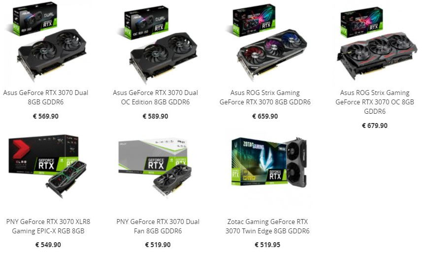 NVIDIA GeForce RTX 3070 European pricing revealed 