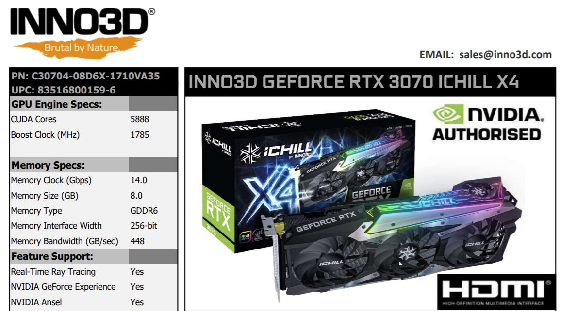 Manufacturers unveil more details on GeForce RTX 3070 graphics