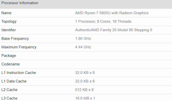 AMD Ryzen 7 5800U Zen3 "Cezanne" processor spotted at Geekbench