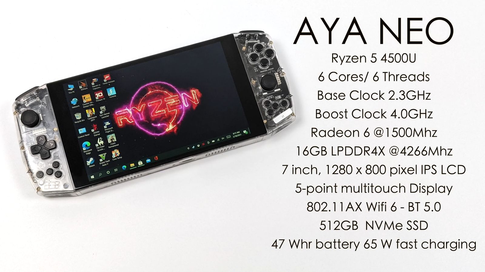 The Ryzen-powered Aya Neo handheld gaming PC will land on shelves eventually