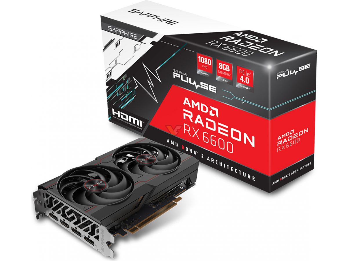 Sapphire RX 6600 Pulse with 8GB memory pictured and listed at 590 