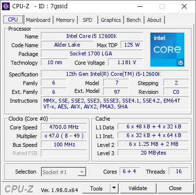 Intel Core i5-12600K CPU-Z validations confirm 50% higher 
