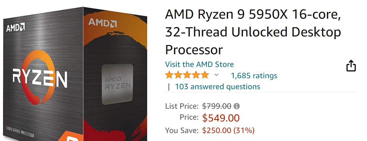 AMD Ryzen 9 5950X Sixteen Core 4.9GHz, Gigabyte B550 Gaming X V2  Motherboard CPU Bundle