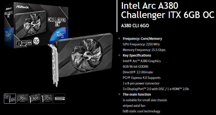 ASRock launches custom Intel Arc A380 Challenger ITX graphics card 