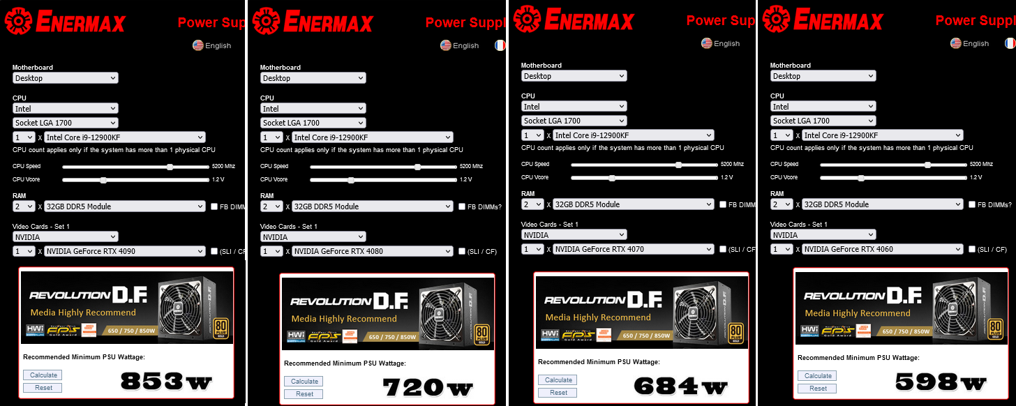 Plasticidad Cilios cojo Enermax PSU calculator already mentions unreleased Radeon RX 7000XT and  GeForce RTX 40 GPUs - VideoCardz.com