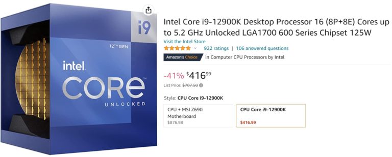 Intel Core i9-12900K drops to $417, now cheaper than Core i7 