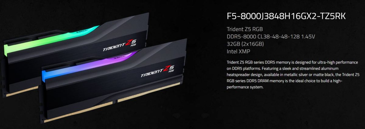 G.SKILL Trident Z5 RGB DDR5-8000 memory is now available, $530 for 2x16GB  kit 
