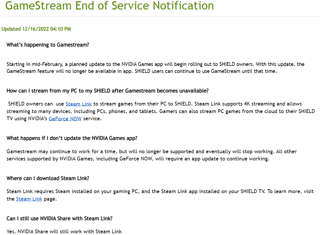 Nvidia will shut down Shield TV's GameStream PC feature