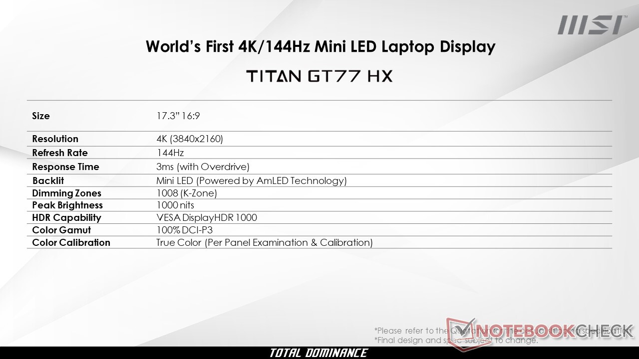 MSI GT77 Titan – bientôt un PC portable gamer 17″ 4K 360Hz