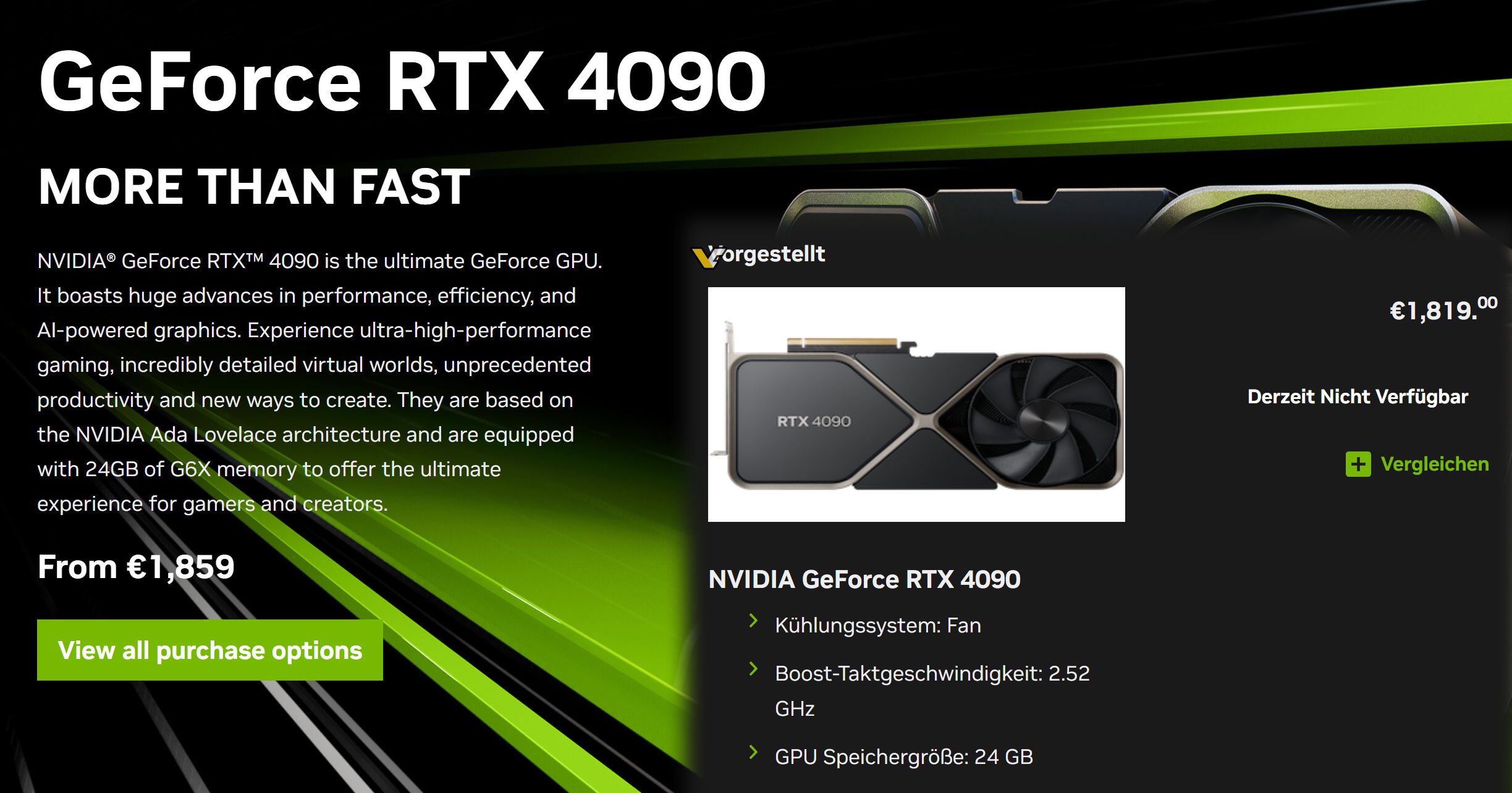 besejret budget Interessant NVIDIA lowers GeForce RTX 4090 Founders Edition price in Europe to €1819 -  VideoCardz.com