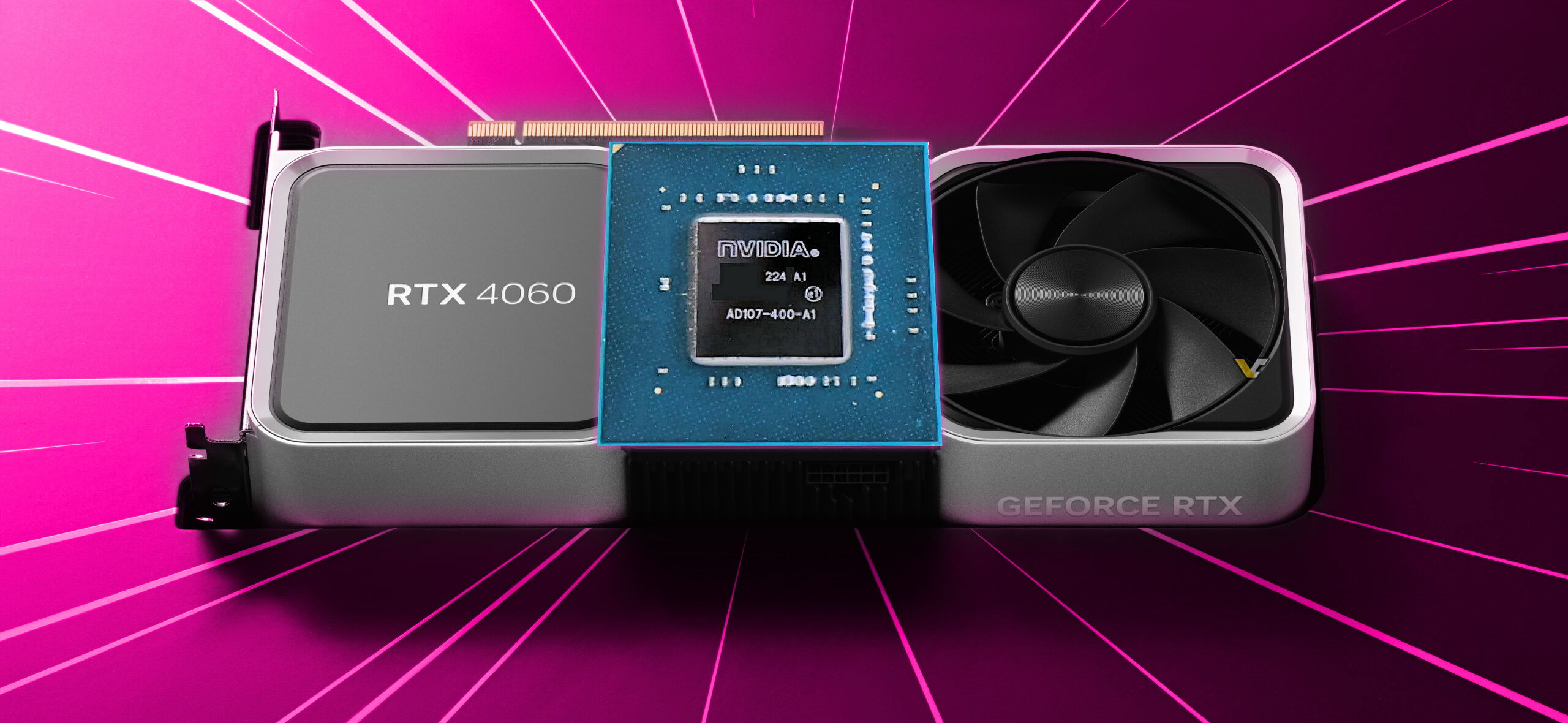 Procesor graficzny NVIDIA AD107-400 przedstawiony dla karty GeForce RTX 4060