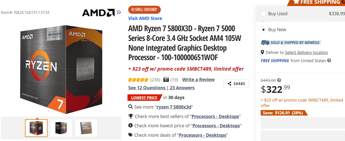 AMD Ryzen 7 5800X3D the best AM4 gaming CPU is now available for