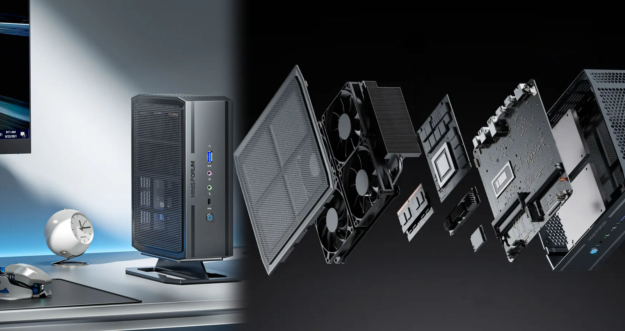 Minisforum Mini-PC features discrete Intel Arc A730M graphics and four fans  