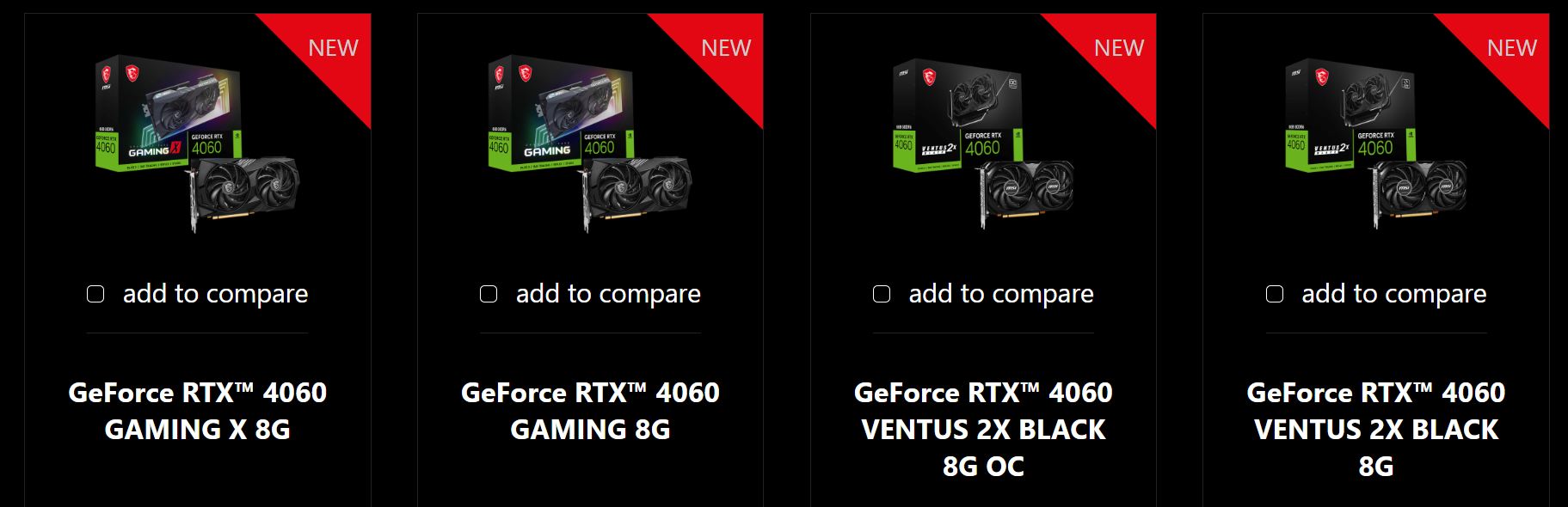 MSI Nvidia GeForce RTX 4060 VENTUS 2X BLACK 8G OC 