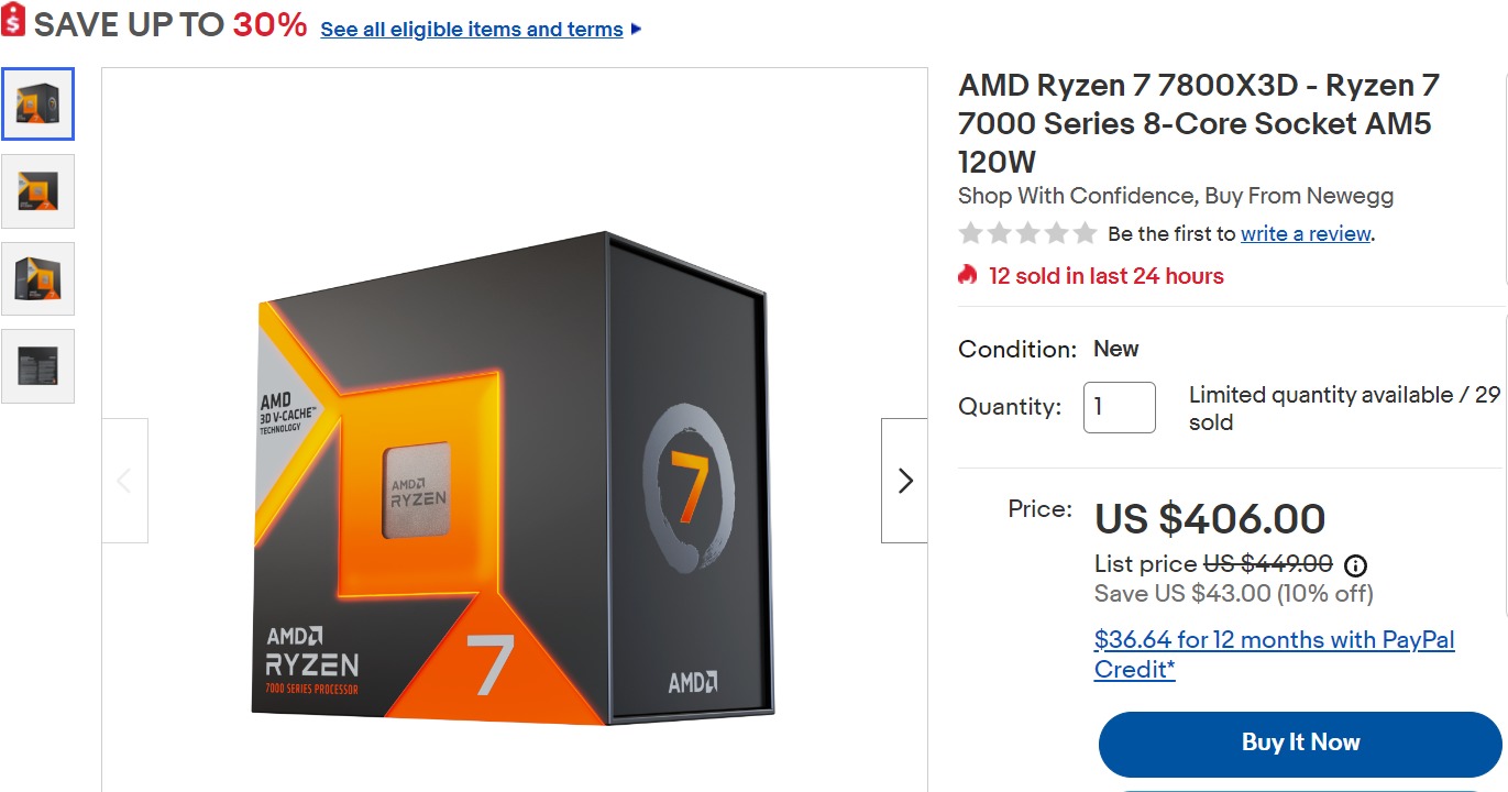 AMD Ryzen 7800X3D drops to the lowest price of $406