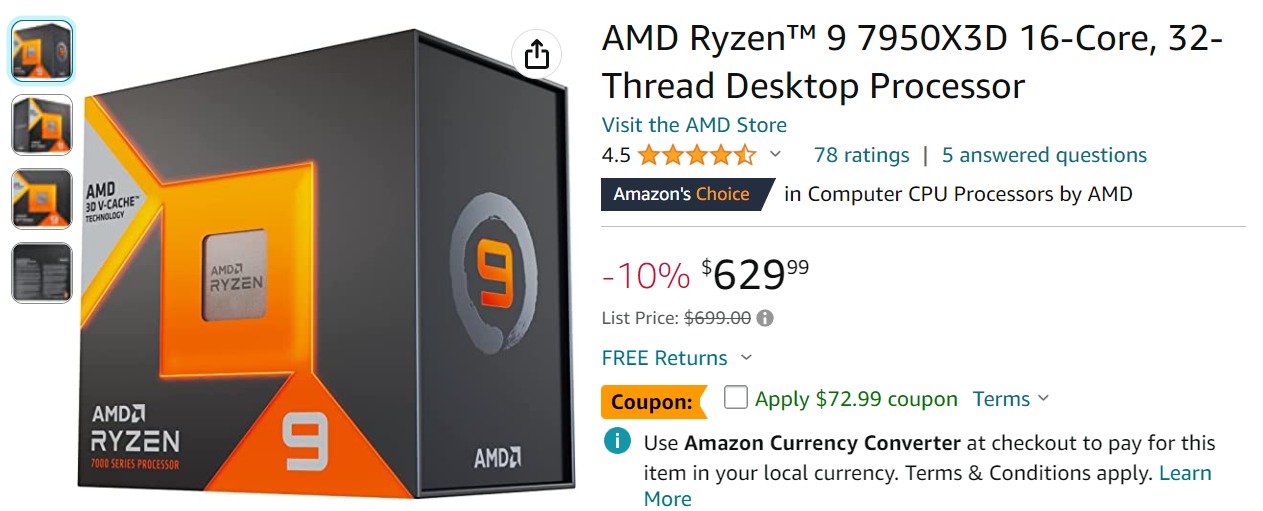 AMD Ryzen 9 7950X3D launches February 28th, costs $699 