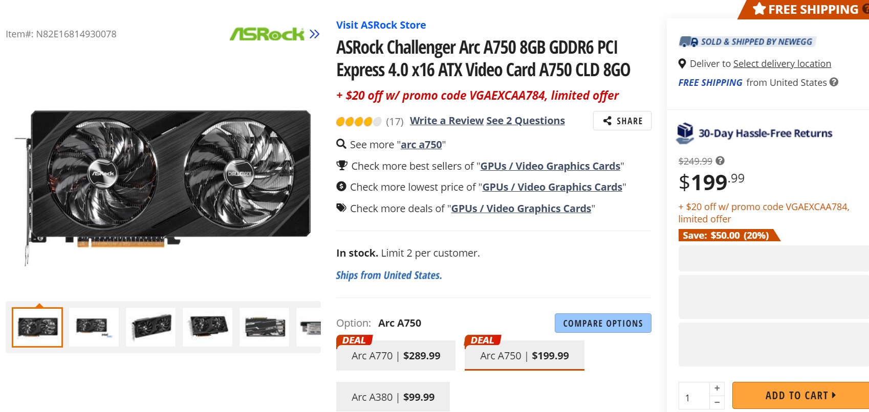 ASRock Arc A750 Challenger 8GB is now available for just $179
