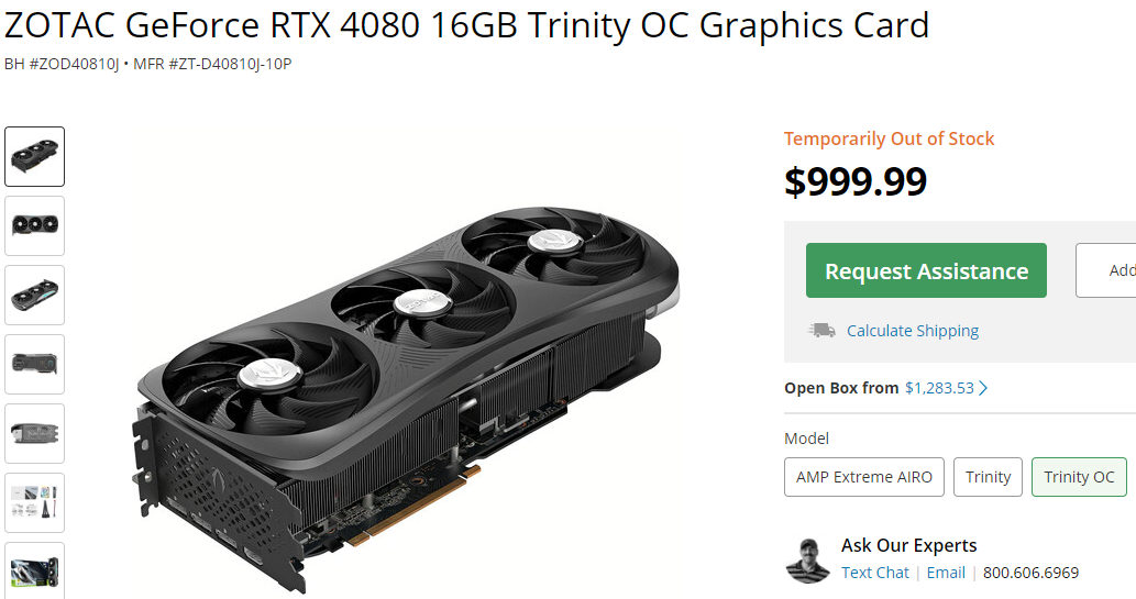 NVIDIA GeForce RTX 4080 again drops to $999, goes out of stock