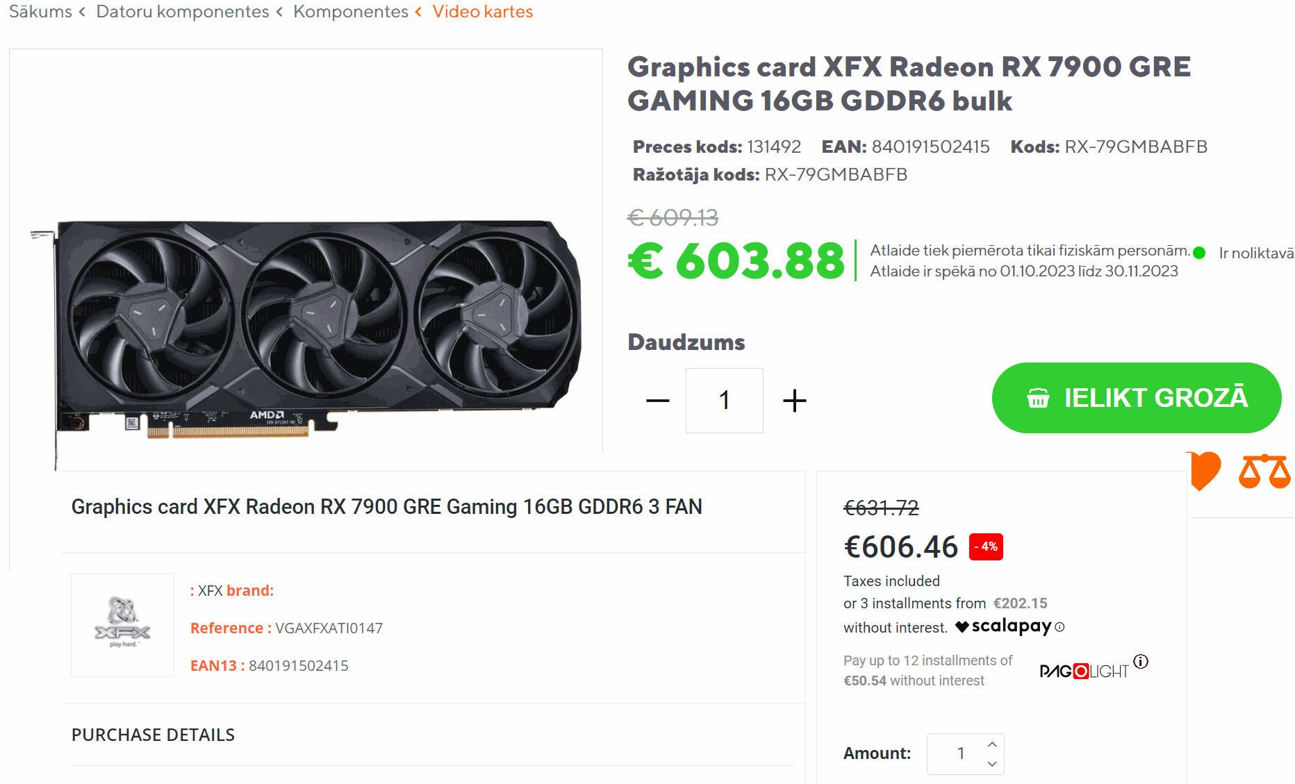 AMD Radeon RX 7900 GRE may soon hit a 600 EUR price in Europe