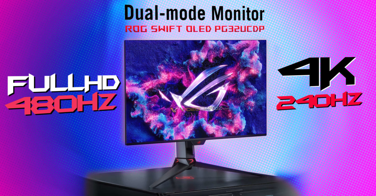 El monitor ASUS ROG OLED presenta modos intercambiables Full-HD/480Hz y 4K/240Hz