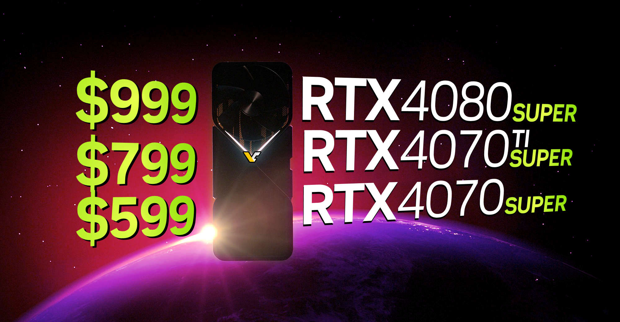 Según se informa, NVIDIA RTX 4080 SUPER cuesta $ 999, RTX 4070 Ti/4070 SUPER cuesta $ 799/$ 599